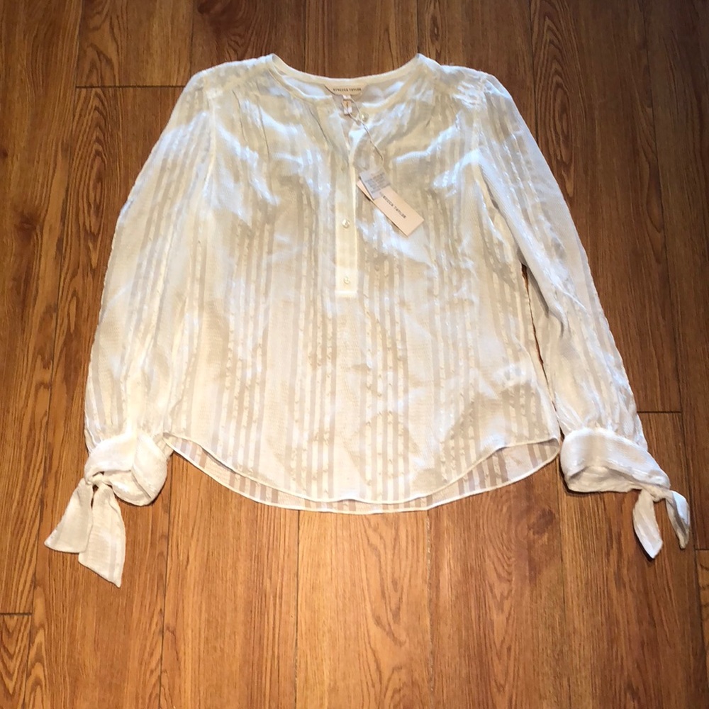 Rebecca Taylor shiny cream blouse Sz 6
